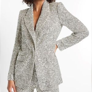 Express Edit Silver Sequins Blazer